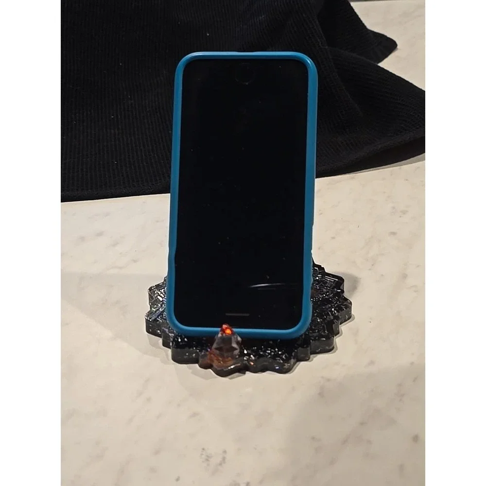 Handmade Resin Cell Phone‎ Holder Red Black Clear Bear 737